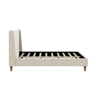 Modern Upholstered Platform Bed With Wingback Headboard