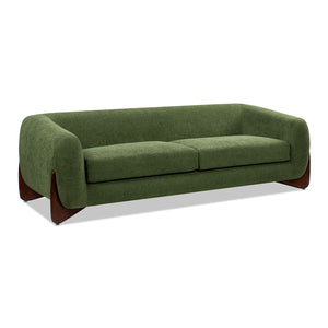 Alpine Luxurious Upholstery Sherpa Sofa with Removable Cushions - Available in White, Black, or Dark Green