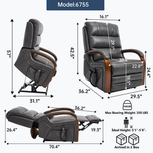 Power Dark Recliner Chair with Massage & Lift - Faux Leather