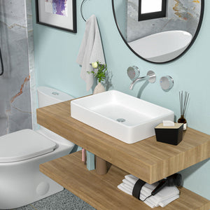 Modern European Design Ceramic Rectangular Vessel Bathroom Sink
