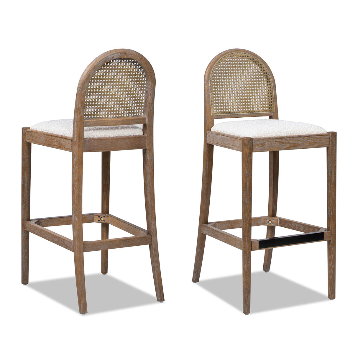 Arlin Upholstered Stool with Curved Back and Footrest, Set of 2