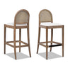 Arlin Upholstered Stool with Curved Back and Footrest, Set of 2