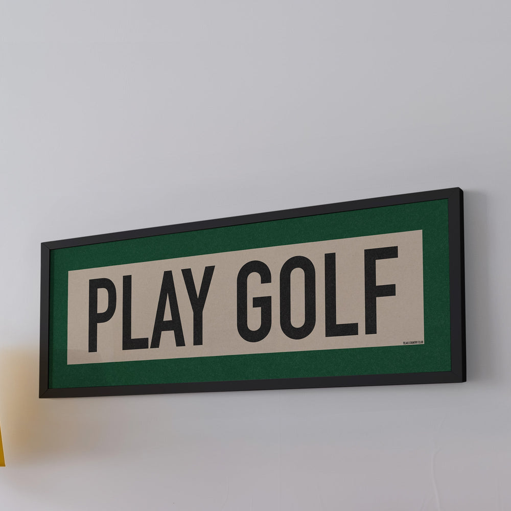 Framed Play Golf Art Scroll Sign