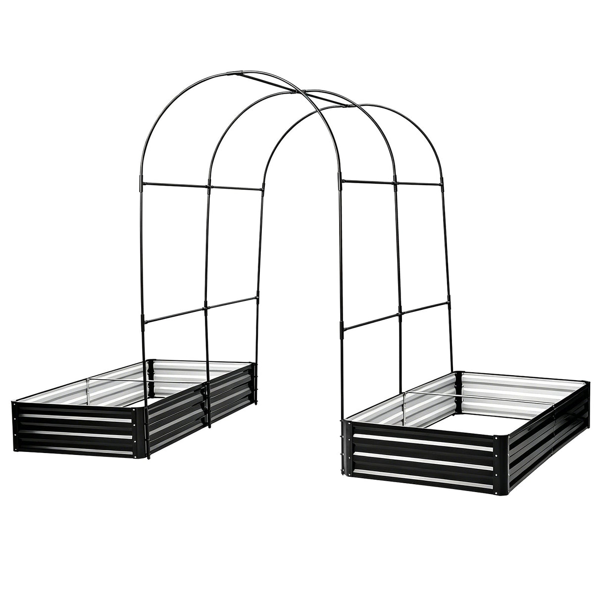 Raised Garden Bed with Arch Trellis, 2 Pack Metal Planter Boxes
