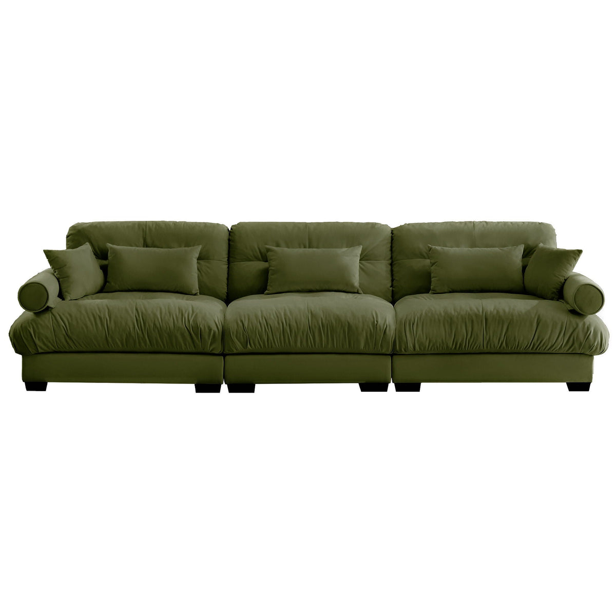 Modern Sofa With Bolstered Armrests And Pillows