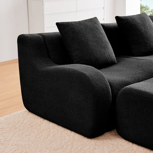 Armless Sofa With Pillow Teddy Fabric - Black