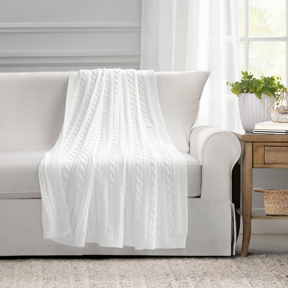 Cable Soft Knitted Throw – Tuesday Morning
