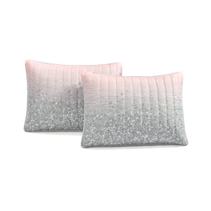 Glitter Ombre Metallic Print Quilt Set With Pillowcases