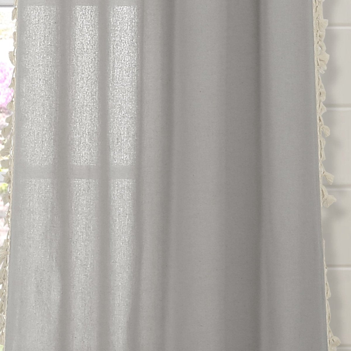Faux Linen Tassel Window Curtain Panel