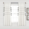 Farmhouse Boho Stripe Woven Tassel Yarn Dyed Recycled Cotton Blend Window Curtain Panel Set