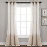 Faux Linen Grommet Color Block Window Curtain Panel
