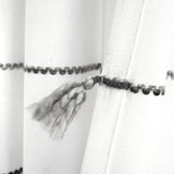 Farmhouse Boho Stripe Woven Tassel Yarn Dyed Recycled Cotton Blend Window Curtain Panel Set