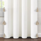Boho Faux Linen Texture Tassel Window Curtain Panel