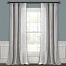 Luxury Vintage Velvet & Sheer With Border Pompom Trim Window Curtain Panel