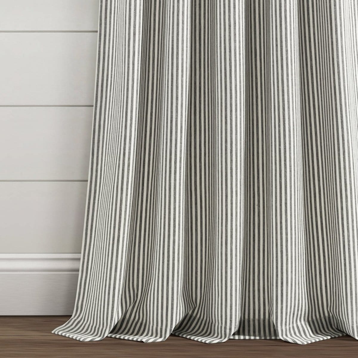 Farmhouse Vintage Stripe Recycled Cotton Blend Window Curtain Panel Set