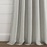 Farmhouse Vintage Stripe Recycled Cotton Blend Window Curtain Panel Set