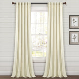 Farmhouse Vintage Stripe Recycled Cotton Blend Window Curtain Panel Set