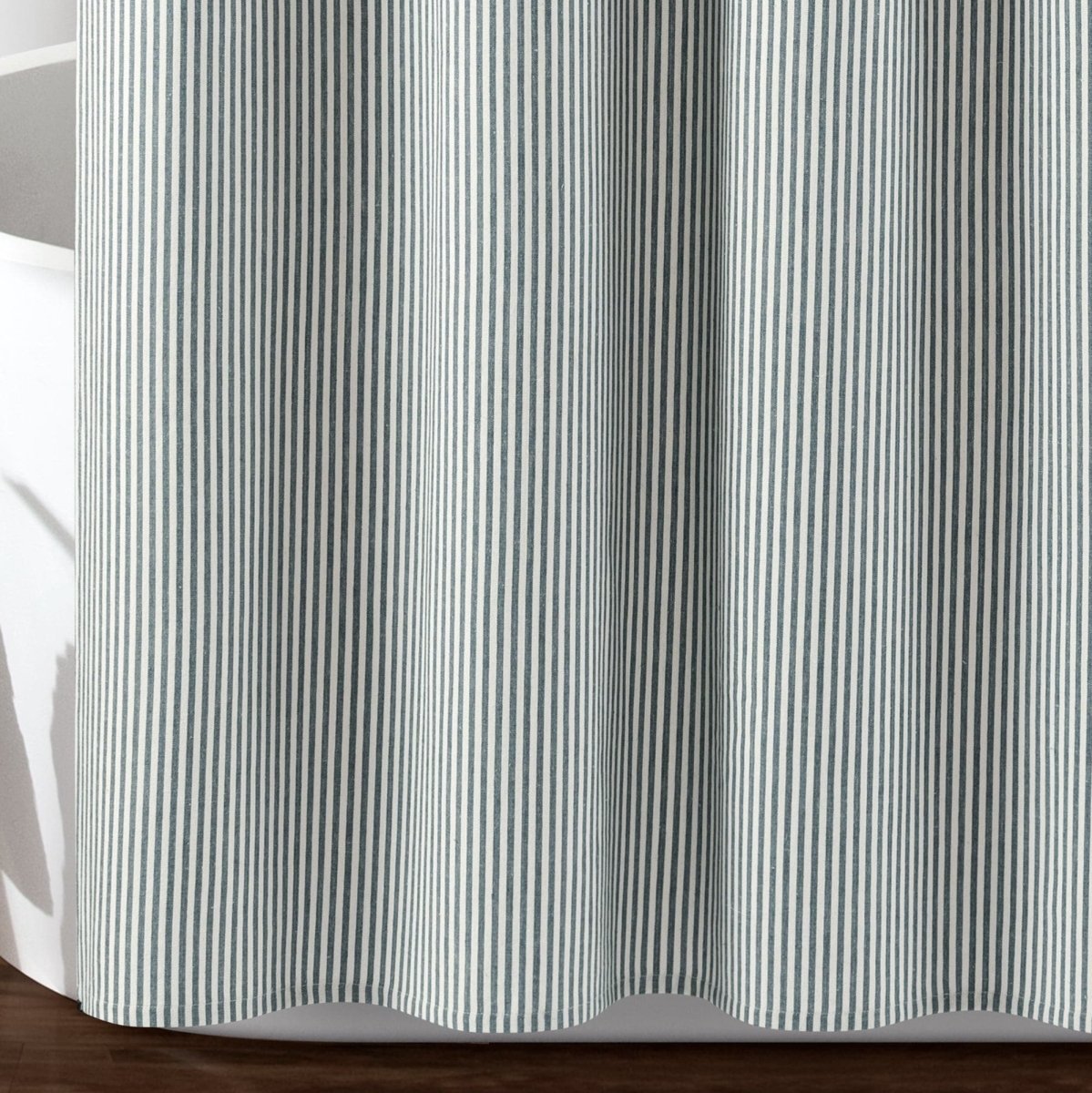 Farmhouse Vintage Stripe Yarn Dyed Recycled Cotton Blend Shower Curtain