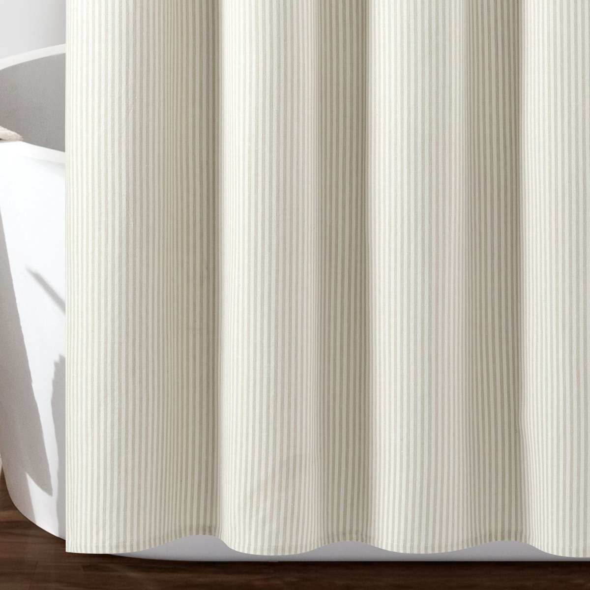 Farmhouse Vintage Stripe Yarn Dyed Recycled Cotton Blend Shower Curtain