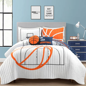 Basketball Game Reversible Quilt Set