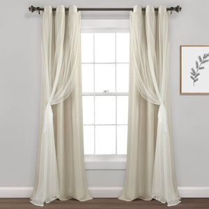 Cottage Polka Dot Sheer Window Curtain Panel Set