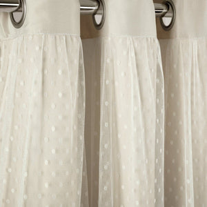 Cottage Polka Dot Sheer Window Curtain Panel Set