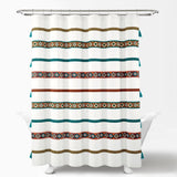 Ava Boho Stripe Tassel Yarn Dyed Recycled Cotton Shower Curtain