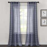 Farmhouse Textured Sheer Back Tab Rod Pocket Window Curtain Panel Set