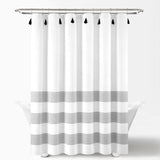 Boho Tassel Stripe Yarn Dyed Recycled Cotton Blend Shower Curtain