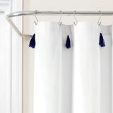 Boho Tassel Stripe Yarn Dyed Recycled Cotton Blend Shower Curtain