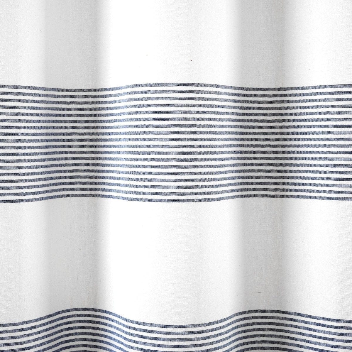 Boho Tassel Stripe Yarn Dyed Recycled Cotton Blend Shower Curtain