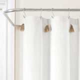 Boho Tassel Stripe Yarn Dyed Recycled Cotton Blend Shower Curtain