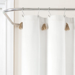 Boho Tassel Stripe Yarn Dyed Recycled Cotton Blend Shower Curtain