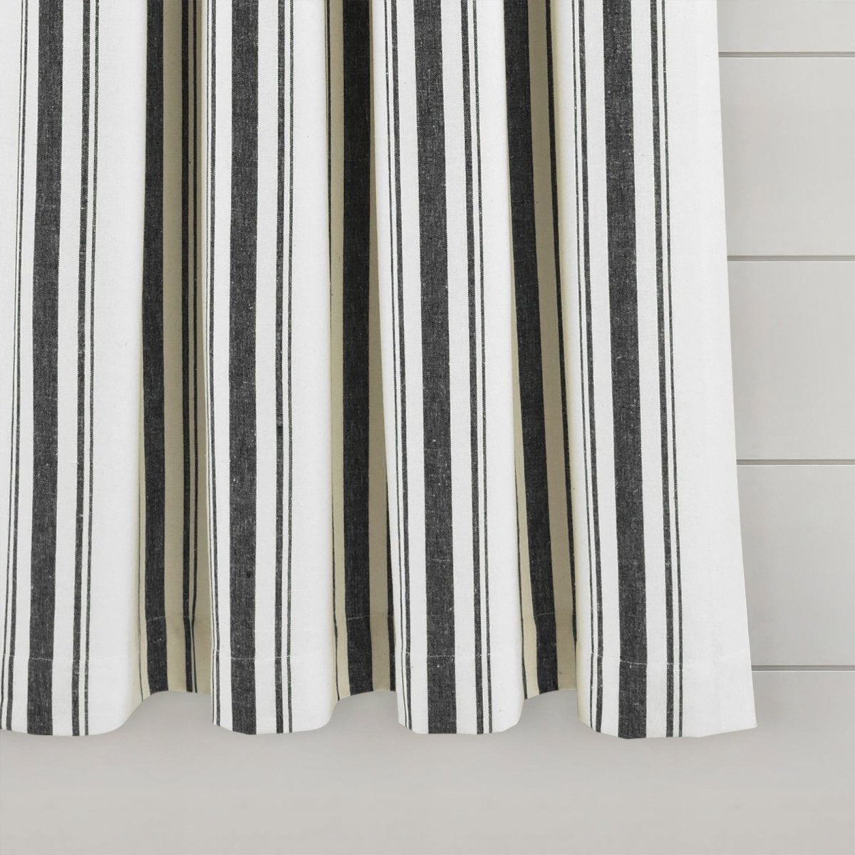 Farmhouse Stripe Yarn Dyed Recycled Cotton Blend Window Curtain Panel Set