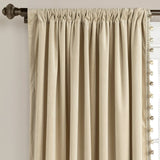 Luxury Vintage Velvet With Silky Pompom Trim Window Curtain Panel