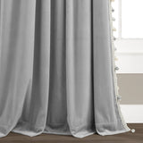 Luxury Vintage Velvet With Silky Pompom Trim Window Curtain Panel