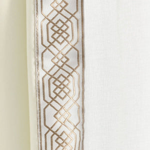 Luxury Vintage Velvet & Sheer With Border Pompom Trim Window Curtain Panel