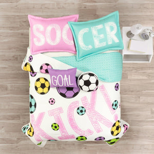 Girls Soccer Kick Comforter Set