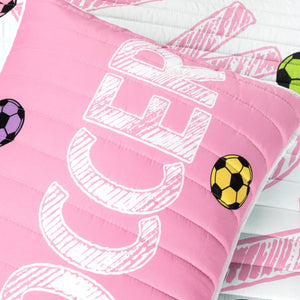Girls Soccer Kick Quilt Set
