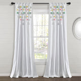 Boho Pom Pom Tassel Faux Linen Window Curtain Panel