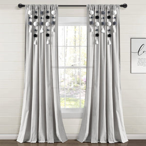 Boho Pom Pom Tassel Faux Linen Window Curtain Panel