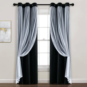 Grommet Sheer With Insulated Blackout Lining Curtain Panel Set
