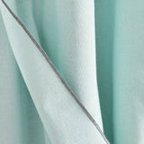 Modern Faux Linen Embroidered Edge With Attached Valance Window Curtain Panel Set