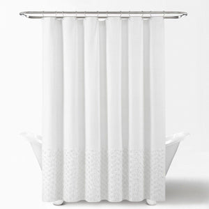 Boho Polka Dot Yarn Dyed Recycled Cotton Blend Shower Curtain