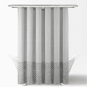 Boho Polka Dot Yarn Dyed Recycled Cotton Blend Shower Curtain