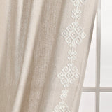 Luxury Modern Geo Linen Like Embroidery Border Window Curtain Panel