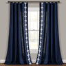 Luxury Modern Geo Linen Like Embroidery Border Window Curtain Panel