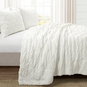 Ravello Pintuck Cotton Comforter 3 Piece Set