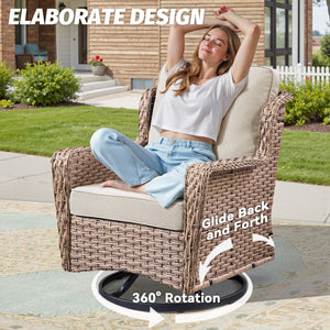 2-Person Outdoor Wicker Swivel Rocker Seating Group