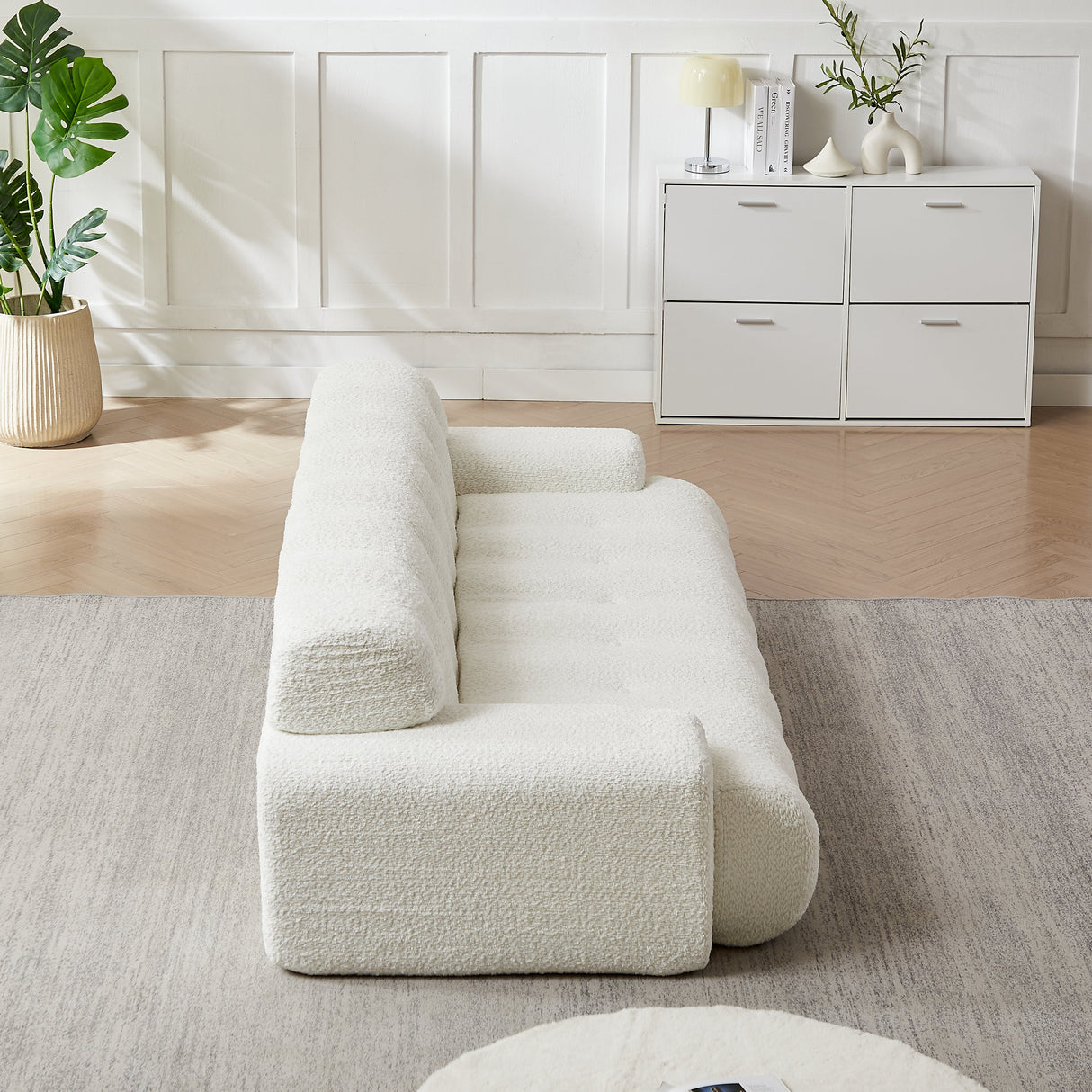 87.4-Inch Cloud Series Minimalist Button-Tufted Square Arm Three-Seater Sofa